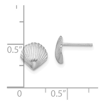 14K White Gold Scallop Shell Stud Earrings – view 5
