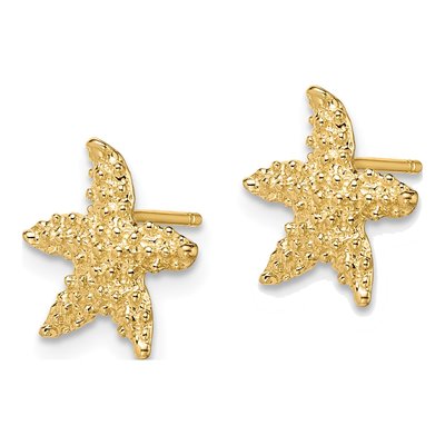 14K Yellow Gold Textured Starfish Stud Earrings – view 3