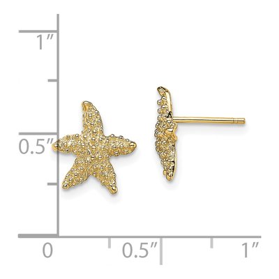 14K Yellow Gold Textured Starfish Stud Earrings – view 4