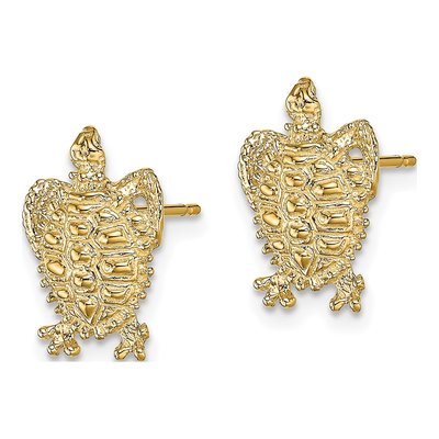 14K Yellow Gold Textured Turtle Stud Earrings – view 3
