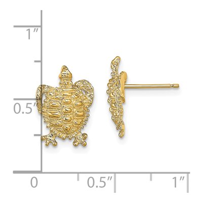 14K Yellow Gold Textured Turtle Stud Earrings – view 4
