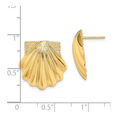 14K Yellow Gold Scallop Shell Button Stud Earrings – view 4
