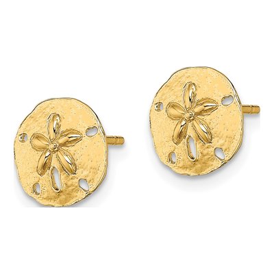 14K Yellow Gold Mini Sand Dollar Stud Earrings – view 3