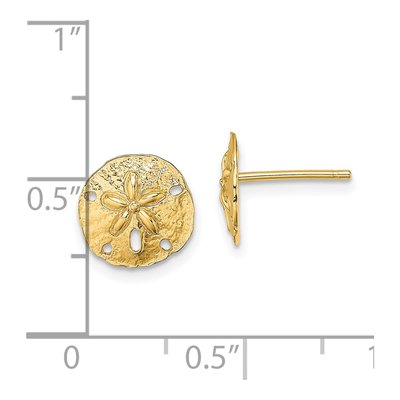 14K Yellow Gold Mini Sand Dollar Stud Earrings – view 5