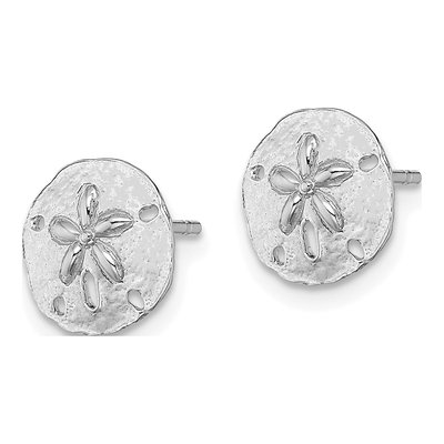 14K White Gold Sand Dollar Stud Earrings – view 2