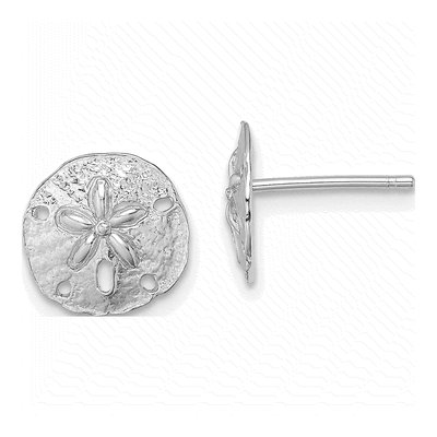 14K White Gold Sand Dollar Stud Earrings