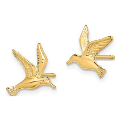 14K Yellow Gold Seagull Stud Earrings – view 3