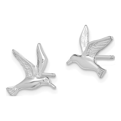 14K White Gold Seagull Stud Earrings – view 3