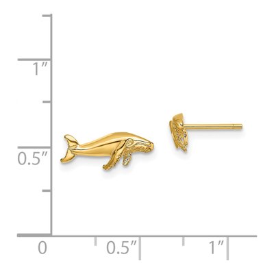 14K Yellow Gold Mini Humpback Whale Stud Earrings – view 5