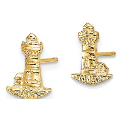 14K Yellow Gold Lighthouse Stud Earrings – view 3