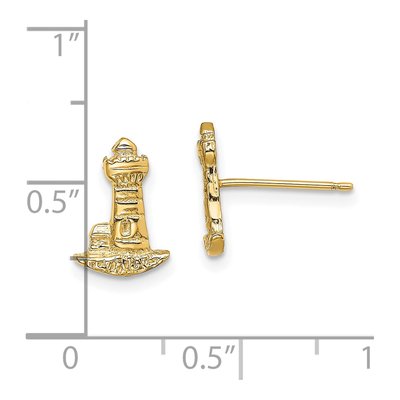 14K Yellow Gold Lighthouse Stud Earrings – view 5