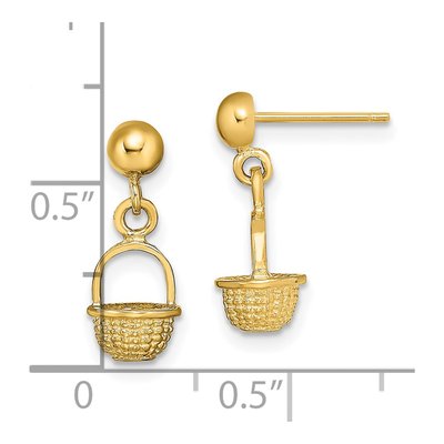 14K Yellow Gold 3D Mini Basket Dangle Earrings – view 5