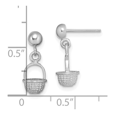 14K White Gold Mini Basket Dangle Earrings – view 5