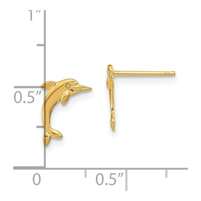 14K Yellow Gold Dolphin Stud Earrings – view 5
