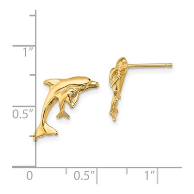 14K Yellow Gold Dolphin Baby Stud Earrings – view 5