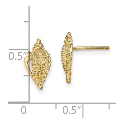 14K Yellow Gold Mini Conch Shell Stud Earrings – view 5