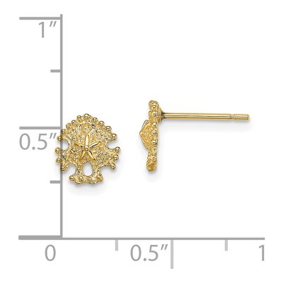 14K Yellow Gold Mini Sand Dollar Stud Earrings – view 5