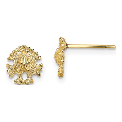 14K Yellow Gold Mini Sand Dollar Stud Earrings