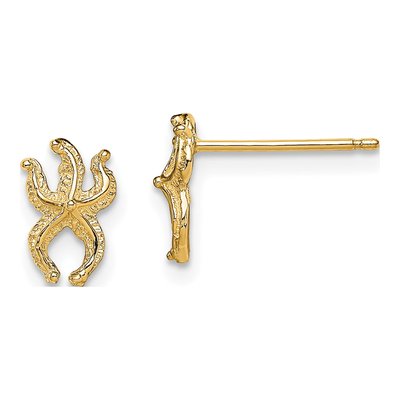 14K Yellow Gold Mini Starfish Stud Earrings