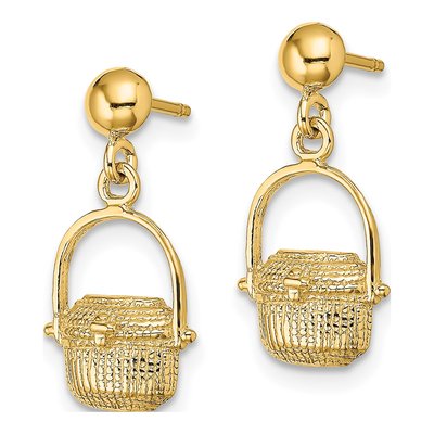14K Yellow Gold Nantucket Basket Dangle Earrings – view 2