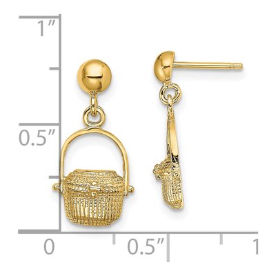 14K Yellow Gold Nantucket Basket Dangle Earrings – view 4