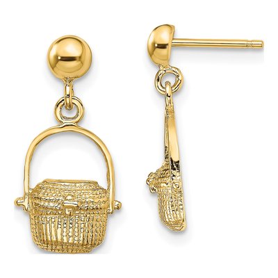 14K Yellow Gold Nantucket Basket Dangle Earrings