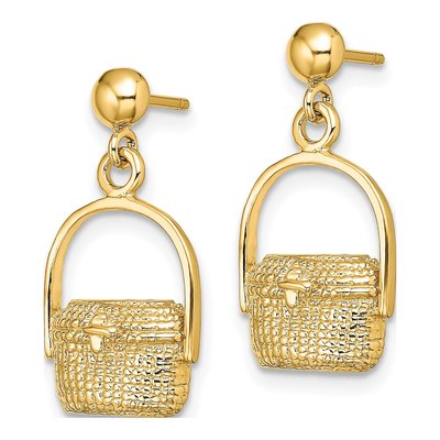 14K Yellow Gold Nantucket Basket Dangle Earrings – view 3