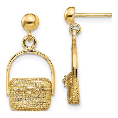 14K Yellow Gold Nantucket Basket Dangle Earrings