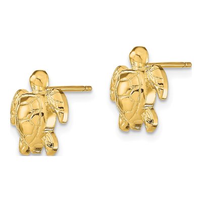 14K Yellow Gold Turtle Stud Earrings – view 3