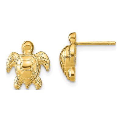 14K Yellow Gold Turtle Stud Earrings