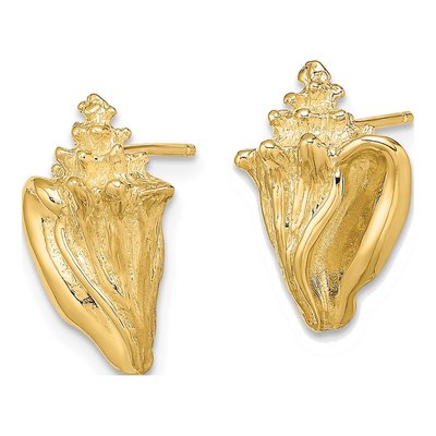 14K Yellow Gold Conch Shell Stud Earrings – view 3