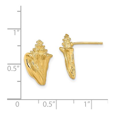14K Yellow Gold Conch Shell Stud Earrings – view 5