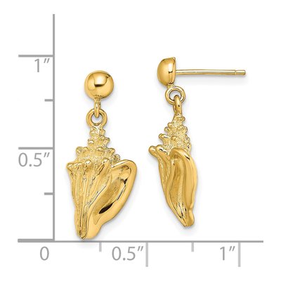 14K Yellow Gold Conch Shell Dangle Earrings – view 5