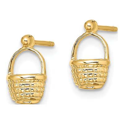 14K Yellow Gold Mini Basket Stud Earrings – view 3