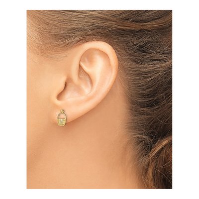 14K Yellow Gold Mini Basket Stud Earrings – view 4
