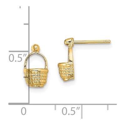 14K Yellow Gold Mini Basket Stud Earrings – view 5
