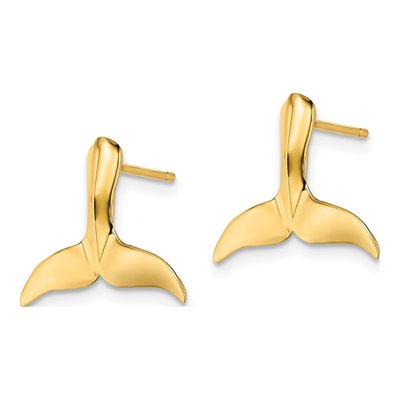 14K Yellow Gold Whale Tail Stud Earrings – view 3