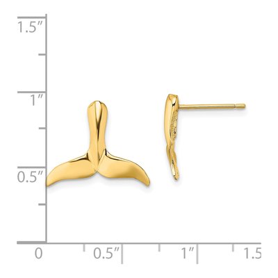 14K Yellow Gold Whale Tail Stud Earrings – view 5