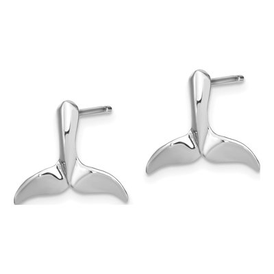 14K White Gold Whale Tail Stud Earrings – view 3