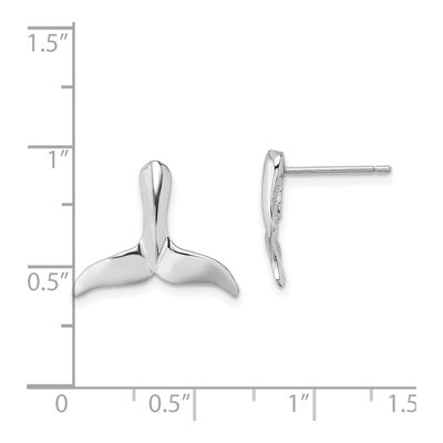 14K White Gold Whale Tail Stud Earrings – view 5