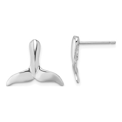 14K White Gold Whale Tail Stud Earrings