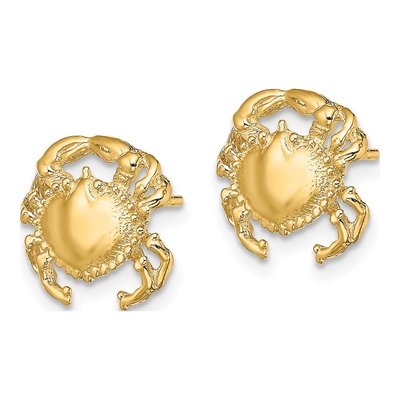 14K Yellow Gold Crab Stud Earrings – view 3