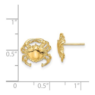 14K Yellow Gold Crab Stud Earrings – view 5