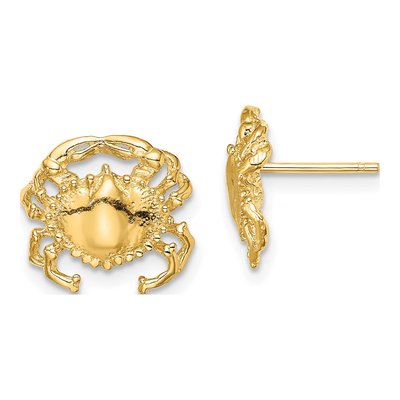 14K Yellow Gold Crab Stud Earrings