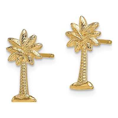 14K Yellow Gold Mini Palmetto Palm Tree Stud Earrings – view 3