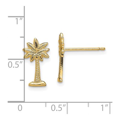 14K Yellow Gold Mini Palmetto Palm Tree Stud Earrings – view 5