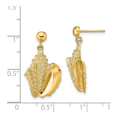 14K Yellow Gold Conch Shell Dangle Earrings – view 5