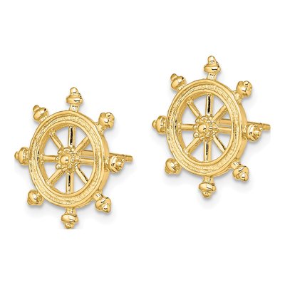 14K Yellow Gold Ships Wheel Stud Earrings – view 3
