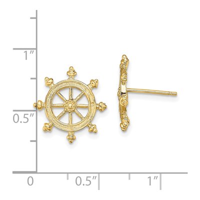 14K Yellow Gold Ships Wheel Stud Earrings – view 5