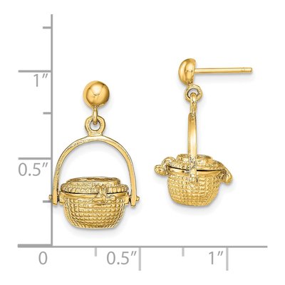 14K Yellow Gold 3-D Nantucket Basket Dangle Earrings – view 4